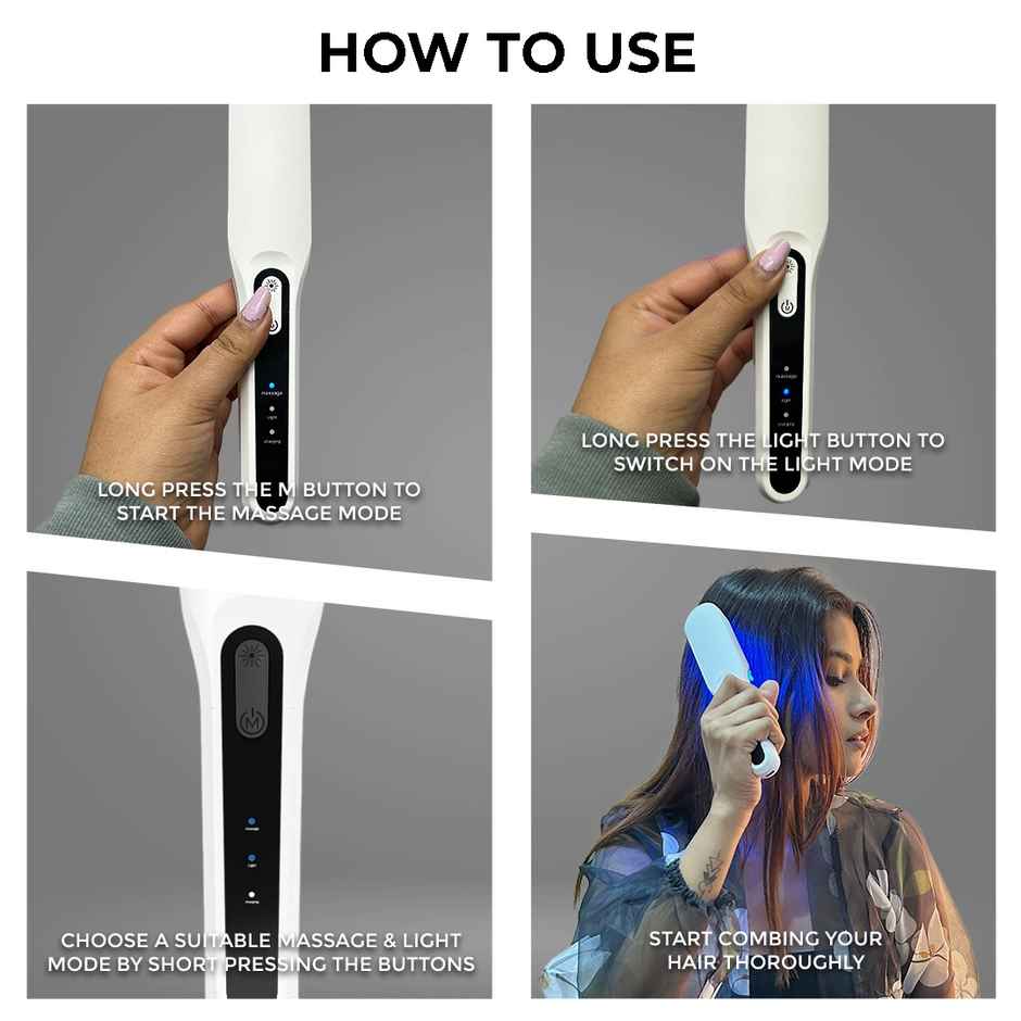 Winston Led Comb For Hair Therapy And Growth For Men And Women - White