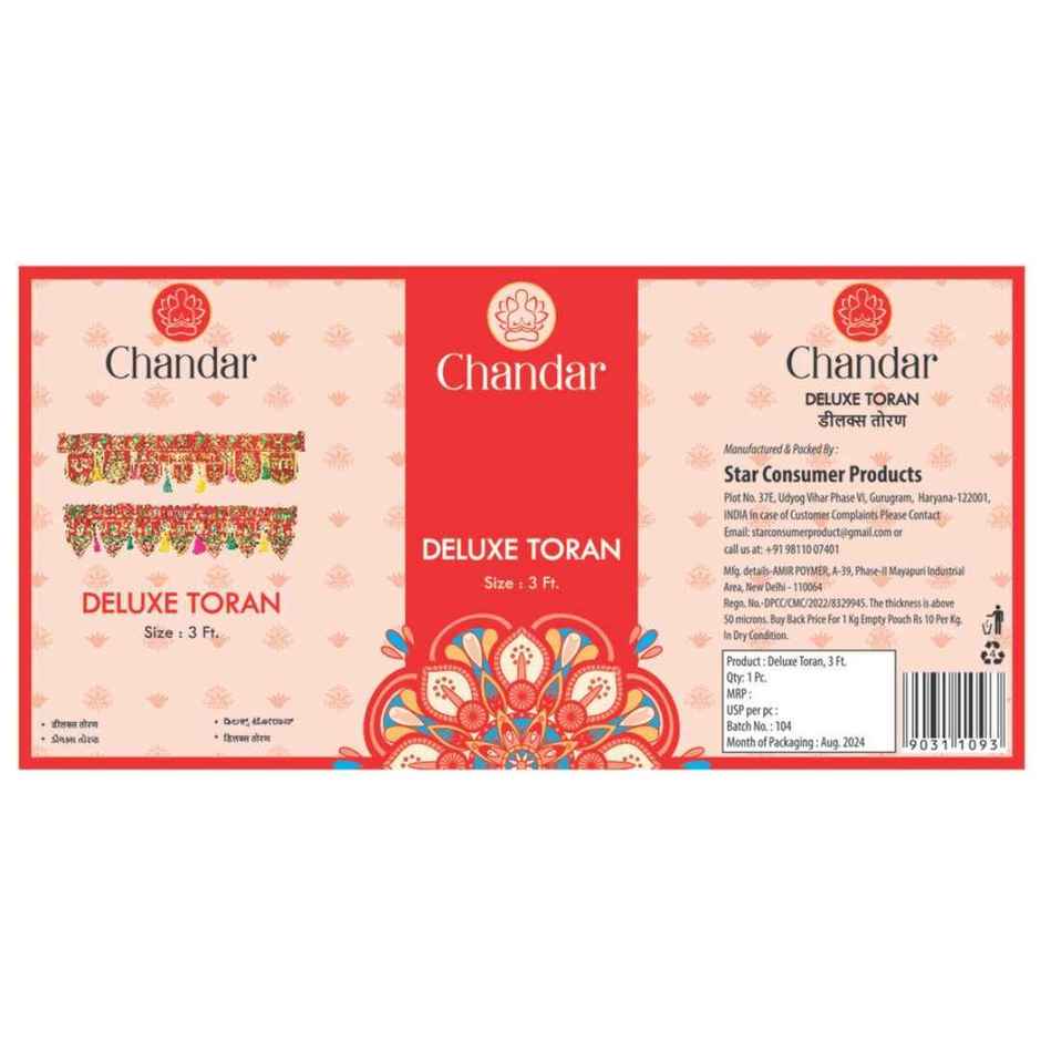 Deluxe Toran For Door Hanging | 3 ft | Multicolor | Chandar