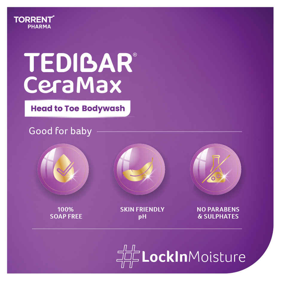Tedibar Ceramax Head to Toe Gentle Cleansing Baby Body Wash | For Skin and Hair | Triple Ceramides, Allantoin and Vitamin E | Soap Free