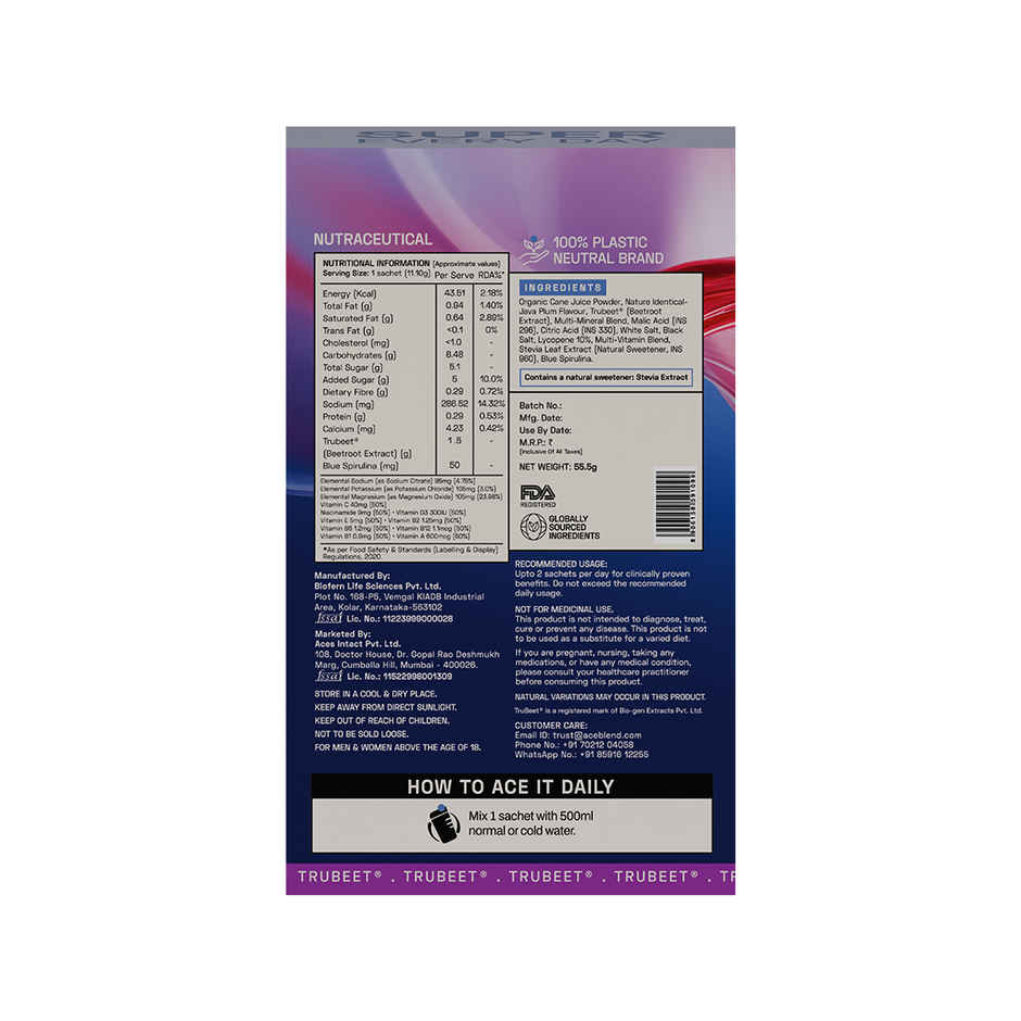 Ace Blend Trubeet Hydro Hype Electrolyte Java Plum | Hydration & Endurance Support