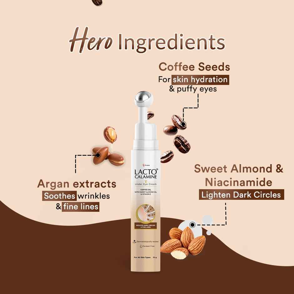 Lacto Calamine Under Eye Cream For Dark Circles, Fine Lines & Puffy Eyes Enriched With Coffee