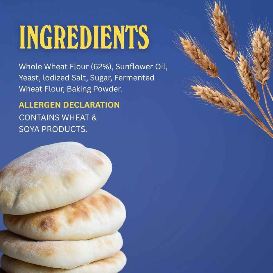 The Baker's Dozen Zero Maida Pita Bread | Whole Wheat | Gut Friendly | Flat Bread | Clean Label