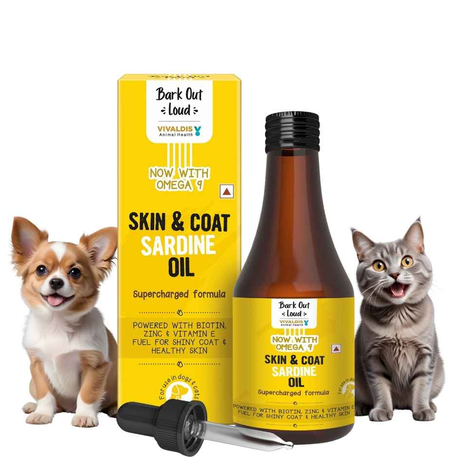Bark Out Loud - Sardine Oil | Skin & Coat Supplement for Dogs & Cats | 3 & 6, Vitamin E, Fish Oil