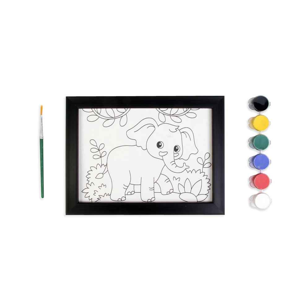 Itsy Bitsy Pre-printed Canvas With Frame Elephant Painting Kit 5 x 7 Inch Sw Lb