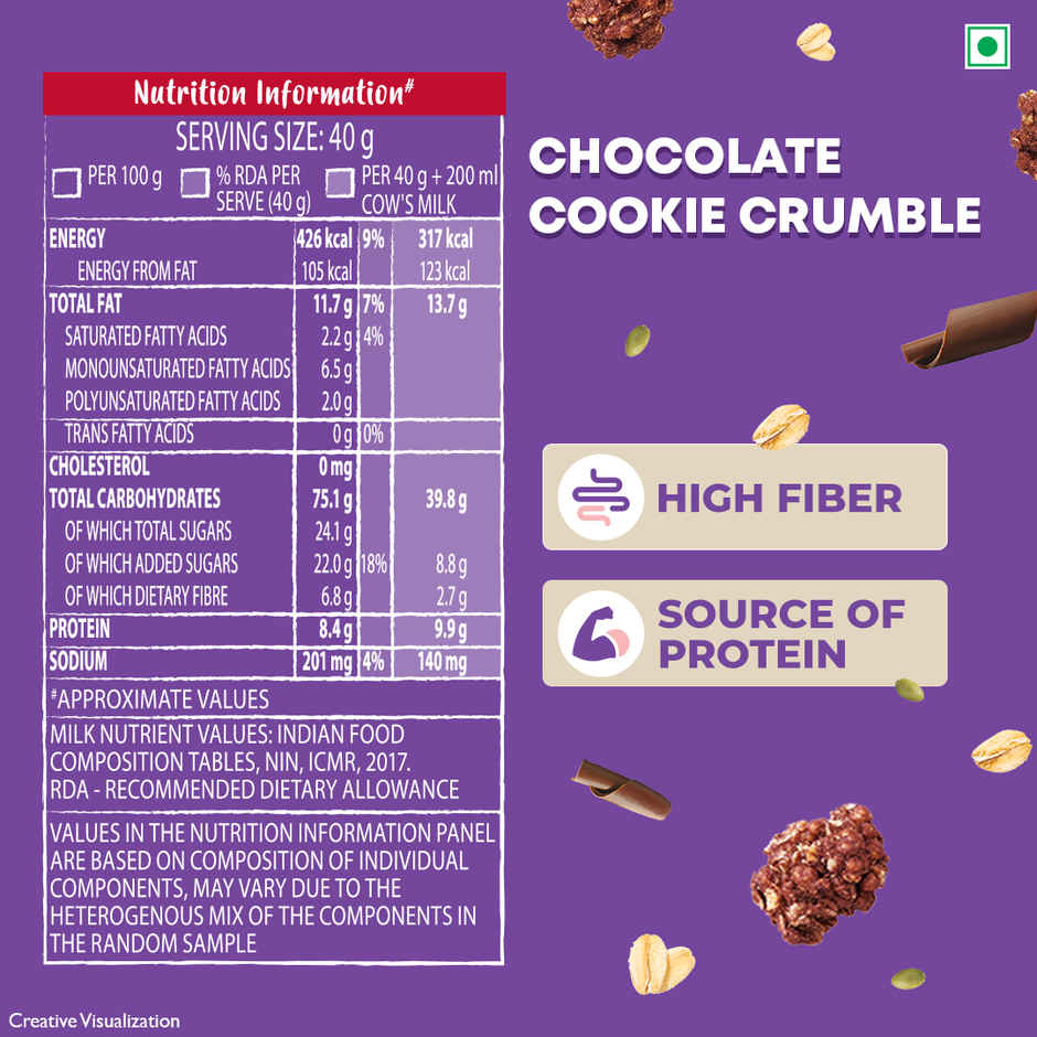 Kellogg's Crunchy Chocolate Cookie Crumble Granola | No Maida, No Palm Oil