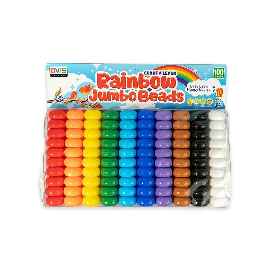 Ratna's Rainbow Jumbo Beads 100 Beads | Assorted