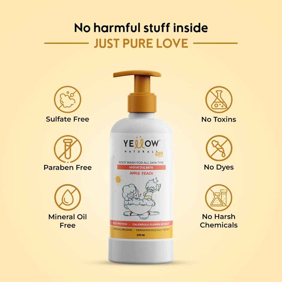 Yellow Naturals Hydrating Bath Refreshing Body Wash For Kids | 4-12 Years | All Skin Types