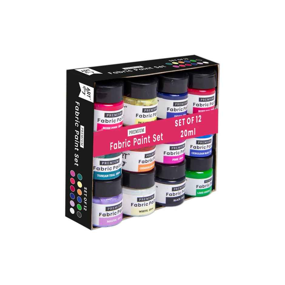 Itsy Bitsy Acrylic Fabric Paint Set 12 Colours x 20 ml Each