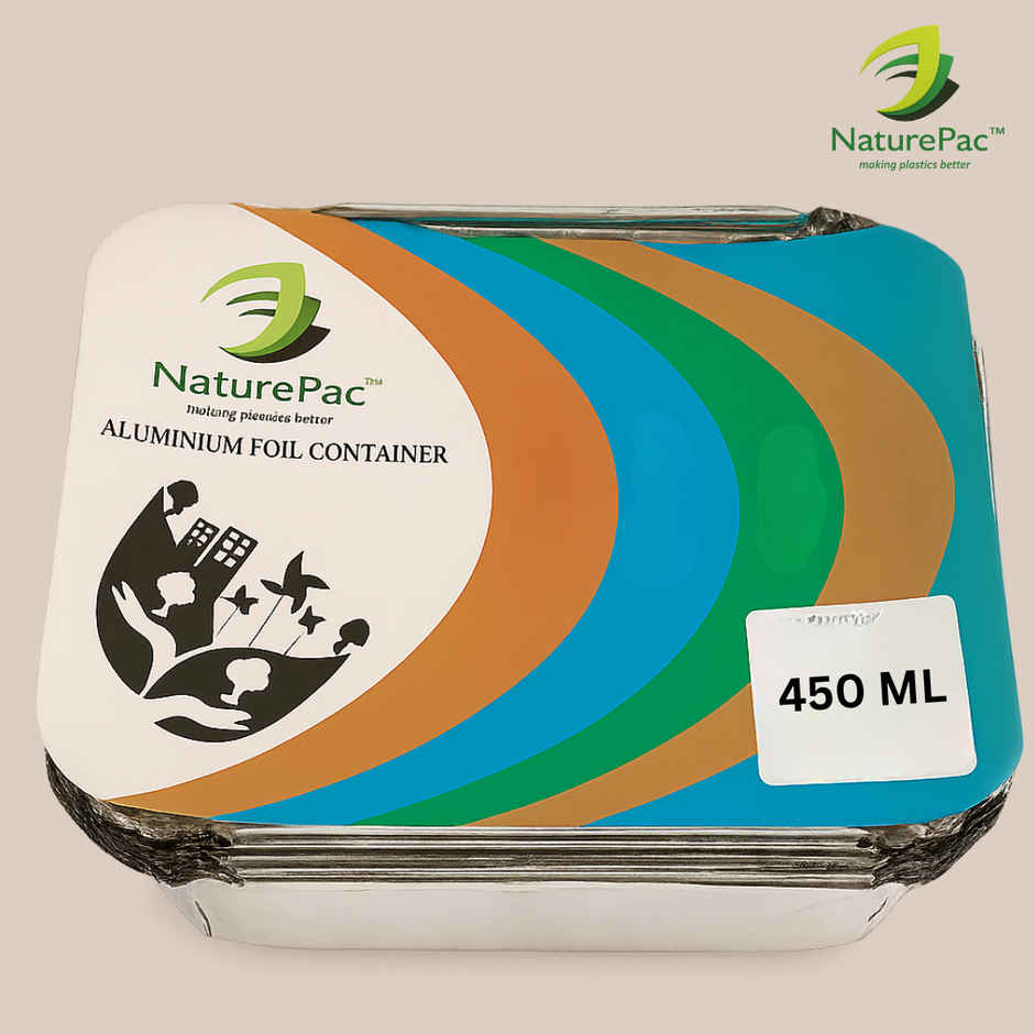 Naturepac Foil Container + Lid | 450 ml | Sturdy & Practical