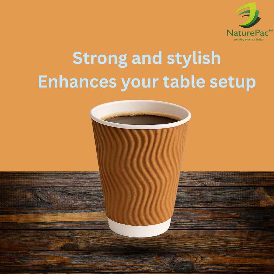 Ripple Paper Cups | 150 ml | 25 pcs | Disposable and Sturdy | Naturepac