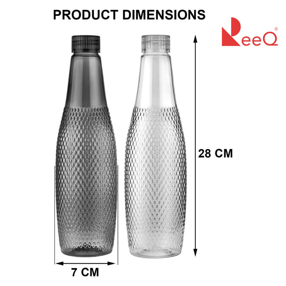 ReeQ Water Bottle Set for Fridge Use | Non-Toxic, BPA Free | Textured Grip - 1 L Each