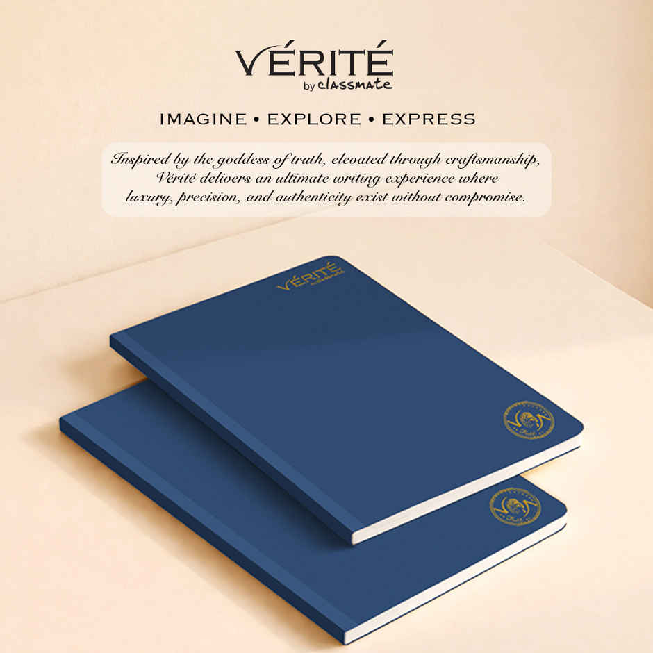 Verite by Classmate | Lay Flat Notebook | Royal Blue | Size 240 X 180 | Unruled | 120 Pages