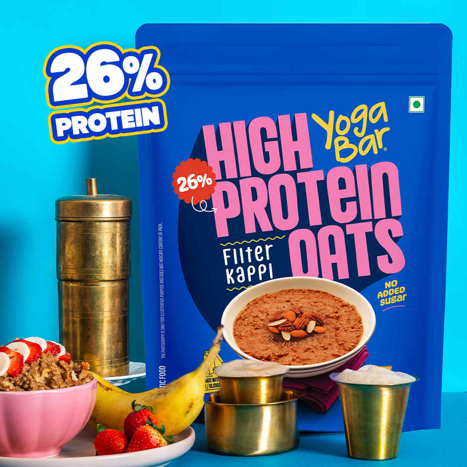 Yoga Bar 26% High Protein Oats Filter Coffee, No Added Sugar, High Fibre, Added Probiotics