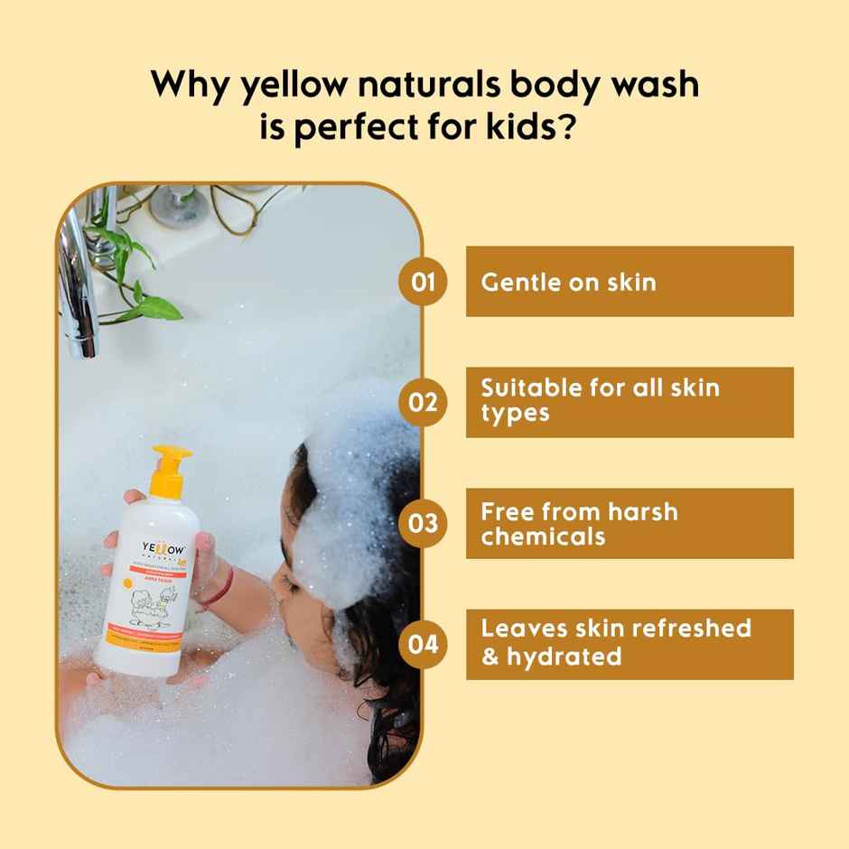 Yellow Naturals Hydrating Bath Refreshing Body Wash For Kids | 4-12 Years | All Skin Types