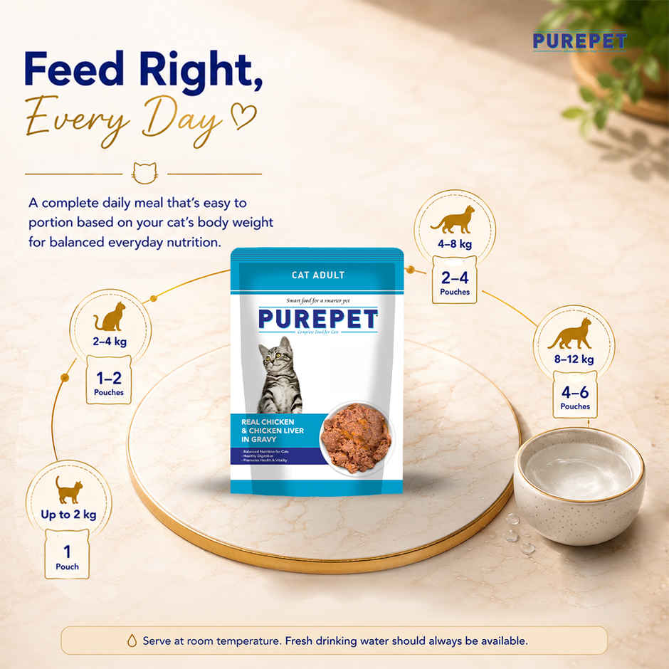 Purepet Real Chicken and Chicken Liver in Gravy,Wet cat food