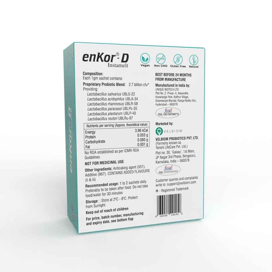 Velbiom EnKor-D | Oral Health Supplement | Prevents Sore Throat, Cough & Bad Breath