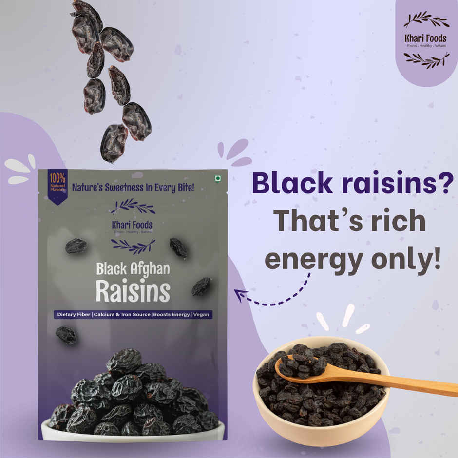 Khari Foods Premium Black Raisins | High Energy , Kishmish Dry Fruit