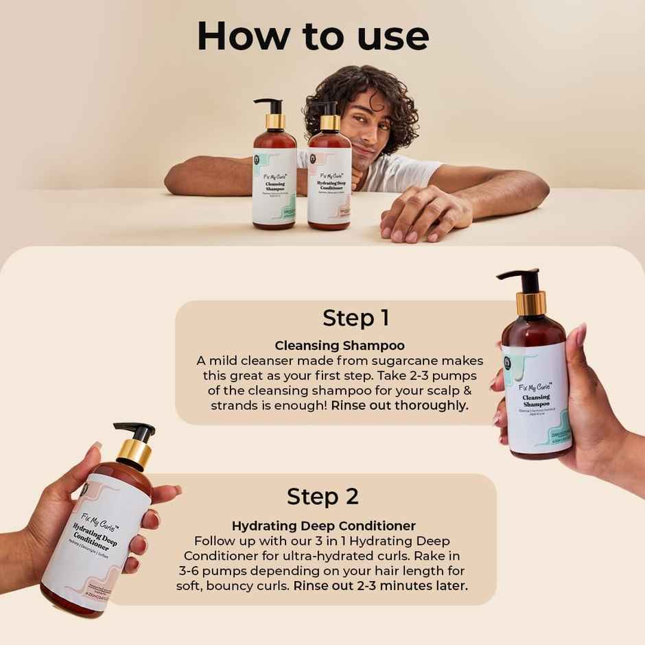 Fix My Curls Cleansing Shampoo & Hair Conditioner For Nourishing & Moisturizing