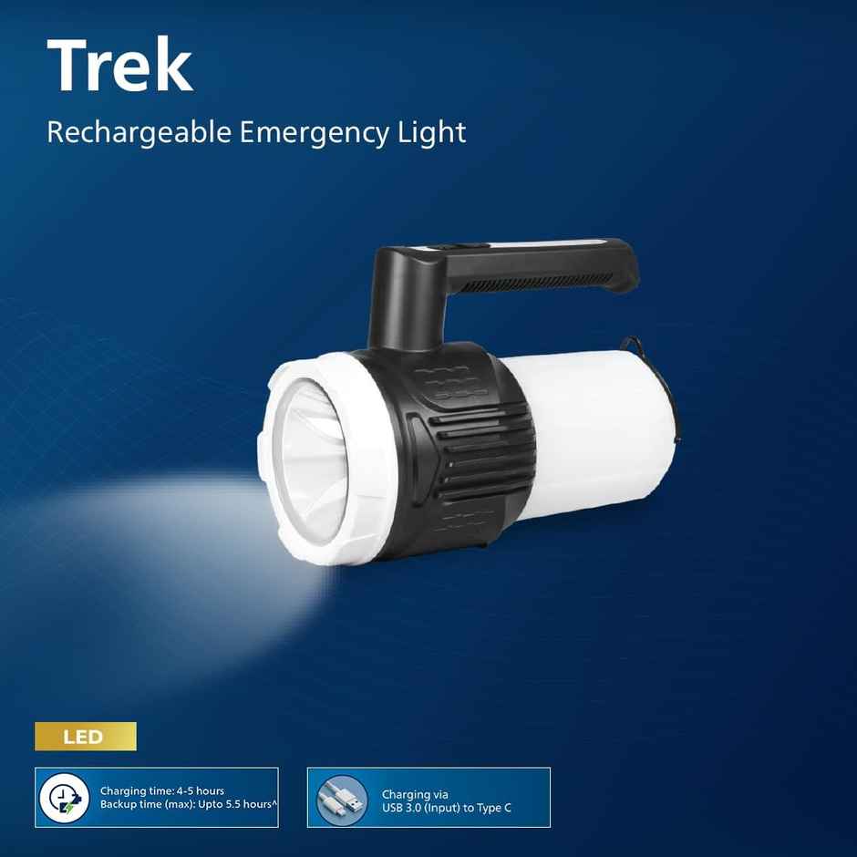Philips Trek 5W Rechargeable Emergency Light |  2400 mAh Battery(Cool White + Warm White)