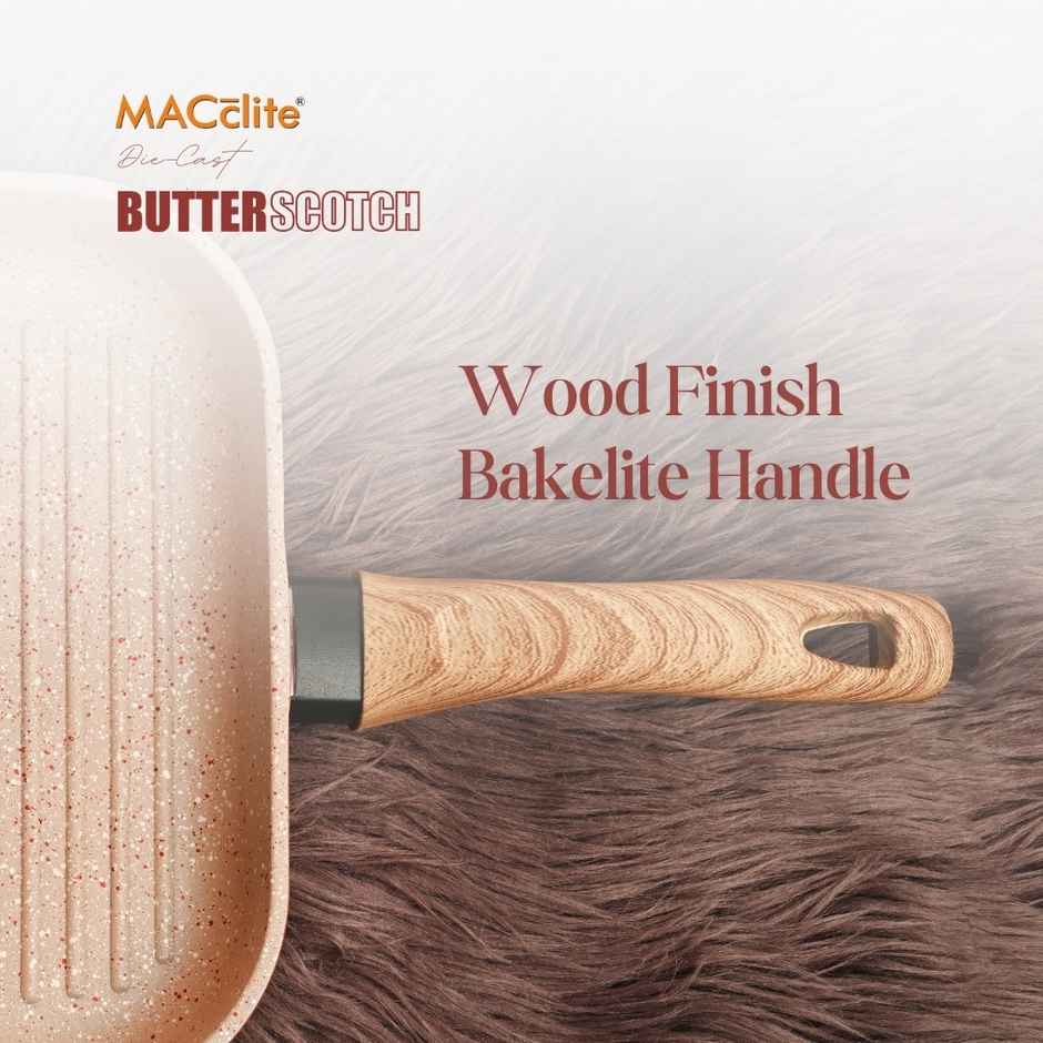 Macclite Non Stick PDC Granite+ Induction Base ButterScotch square grill pan 26 cm