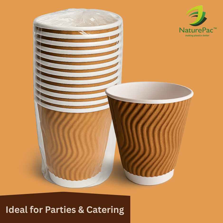 Ripple Paper Cups | 150 ml | 25 pcs | Disposable and Sturdy | Naturepac
