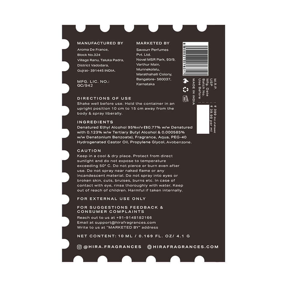 HIRA Oak & Smoke Eau De Perfume For Men | Leather & Cardamom Notes