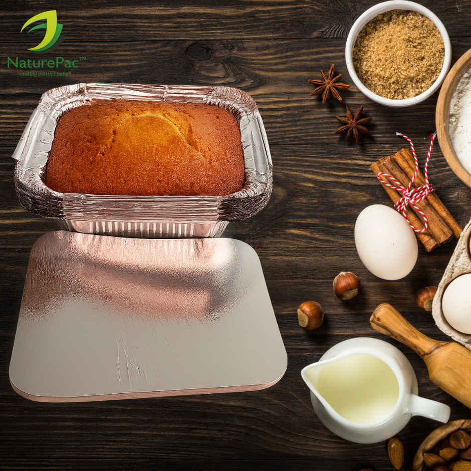 Naturepac Foil Container + Lid | 450 ml | Sturdy & Practical