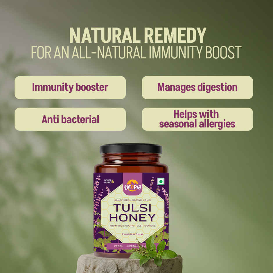 Eatopia Tulsi Honey | Immunity Booster | Pure Organic Natural Honey | No Added Sugar