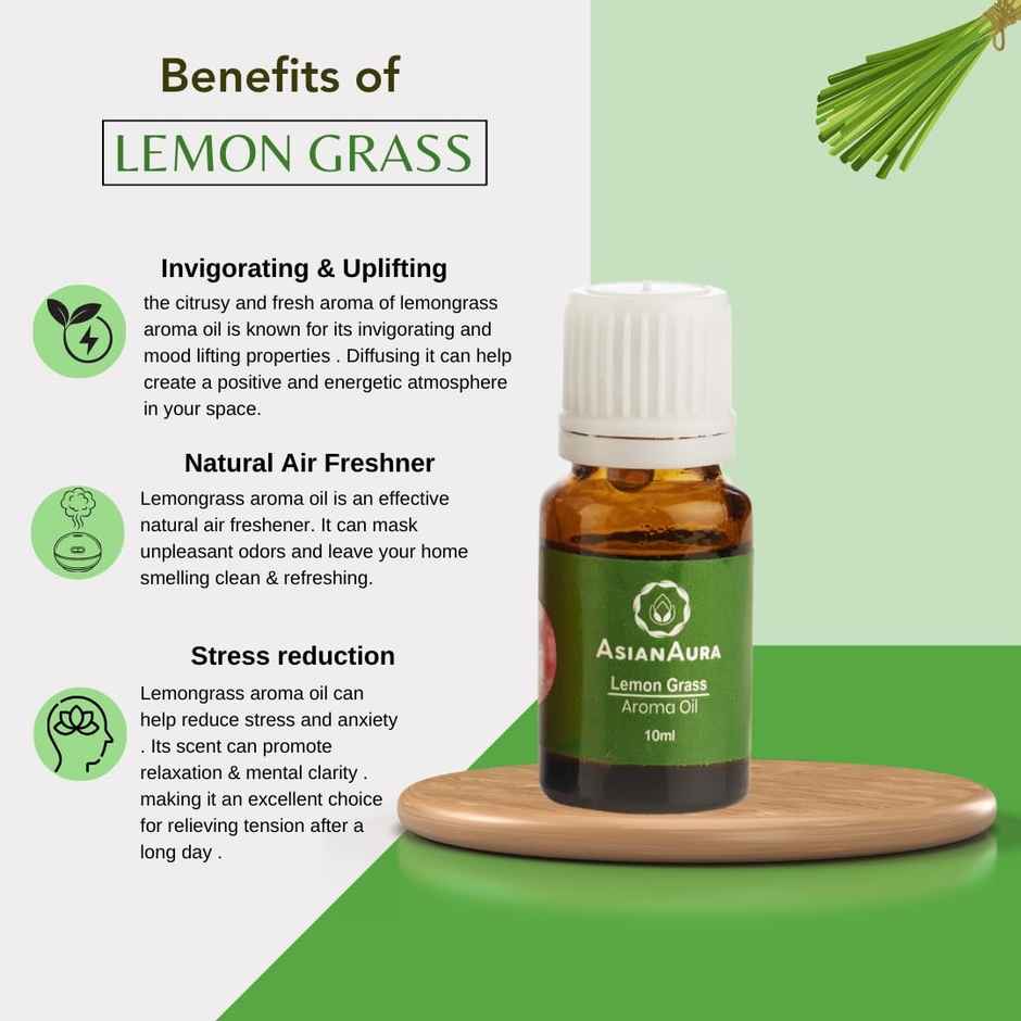 Asian Aura Diffuser Aroma Oils For Home Fragrance 10 ml Lemongrass