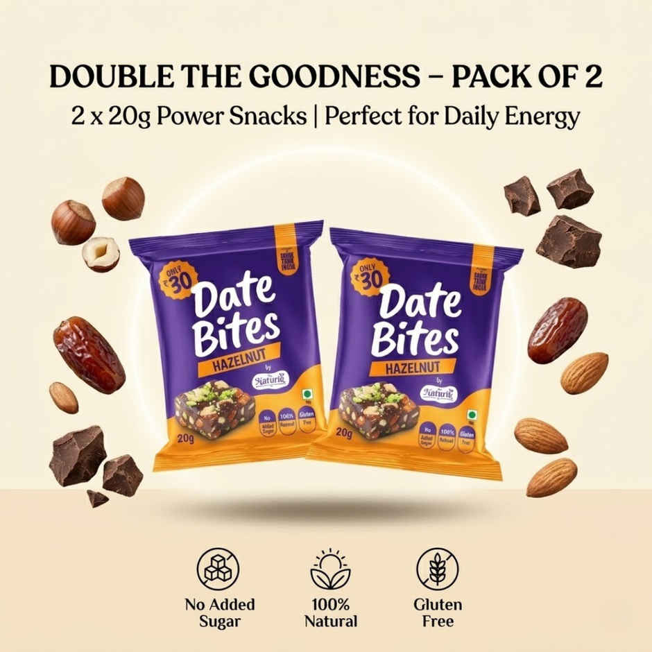 The Naturik Co Hazelnut Date Almond Bites | No Added Sugar | Healthy Energy Snack
