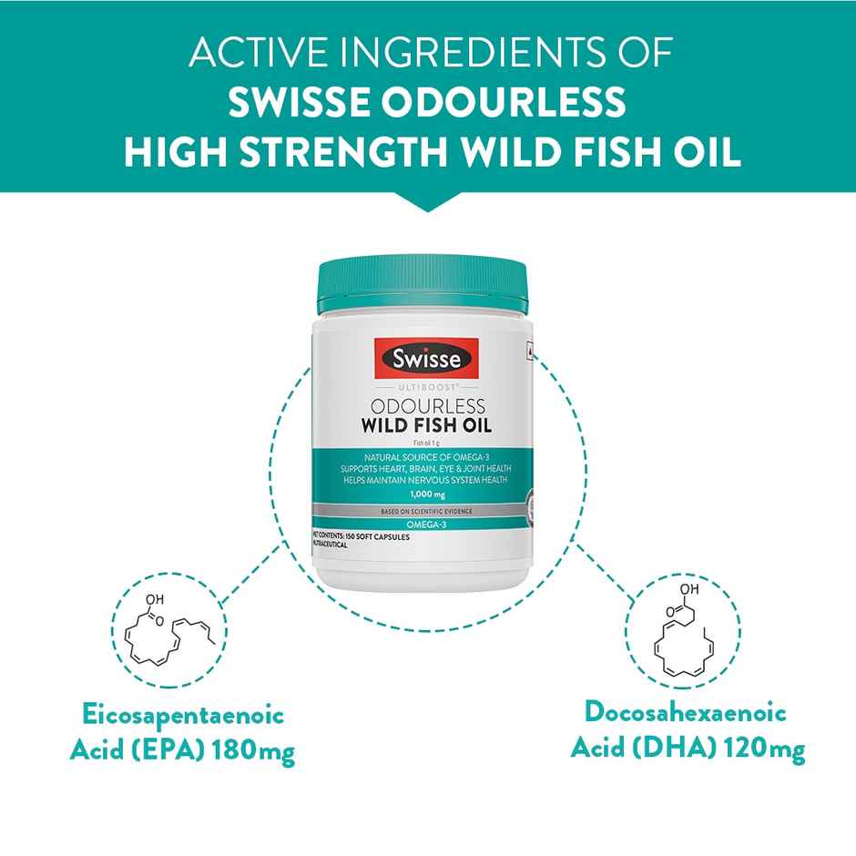 Swisse Ultiboost Fish Oil With 1000Mg Omega 3, 200 Capsules