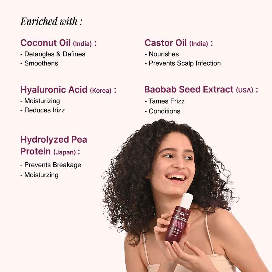 Bare Anatomy Curl Cream Leave-In Conditioner With Coconut Oil Hyaluronic Acid & Castor Oil