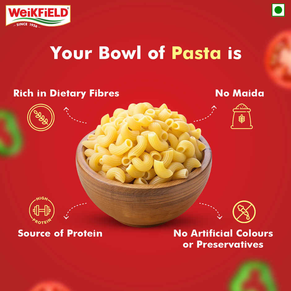 Weikfield Macaroni Pasta|Durum Wheat Semolina Healthy Pasta| Rich in Protein Fibre
