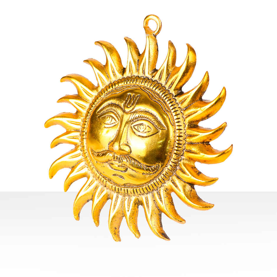 Suryadev Face Wall Hanging in Gold Polish | Devnidhi