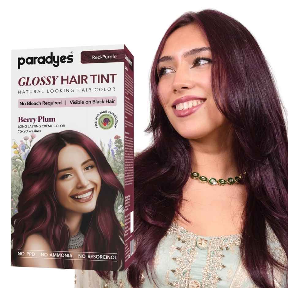 Paradyes No Bleach Berry Plum Glossy Hair Tint, Ammonia|free Hair Color for Natural Black Hair
