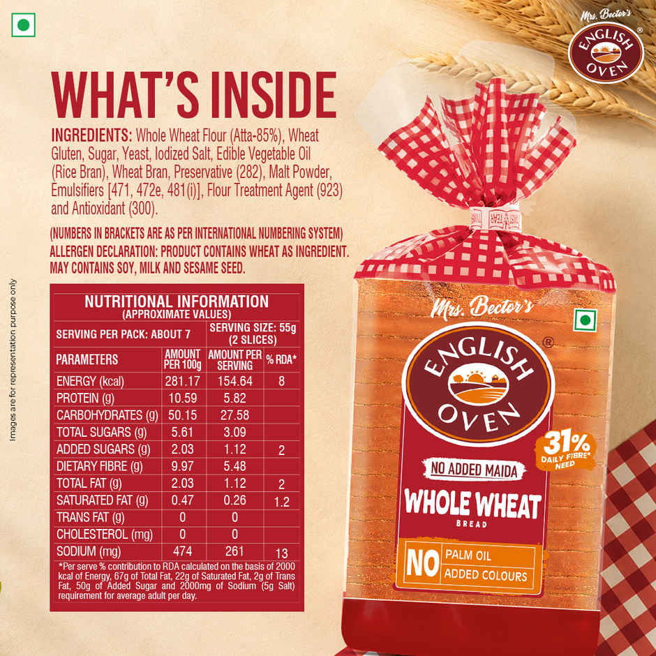 English Oven Zero Maida Whole Wheat Bread | High Fibre
