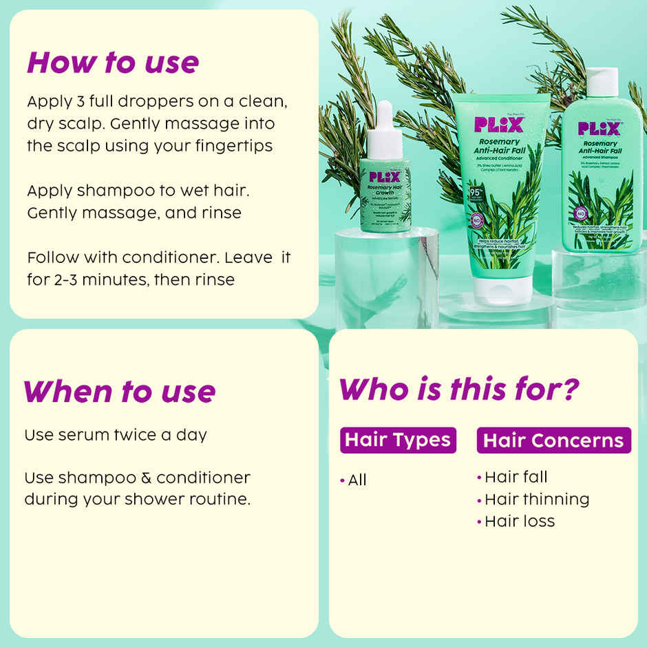 Plix The Plant Fix Rosemary Anti Hairfall Regime Combo - Shampoo & Conditioner