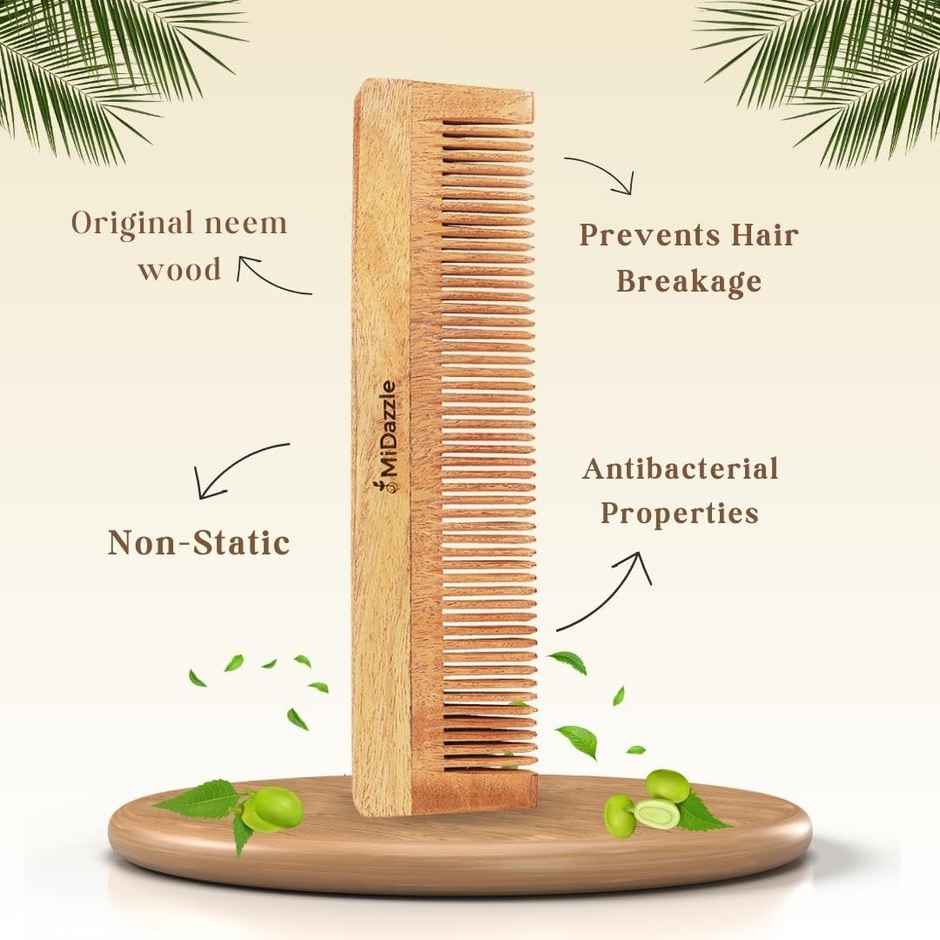 Midazzle Organic Kacchi Neem Wooden Grooming Comb | MINC2101