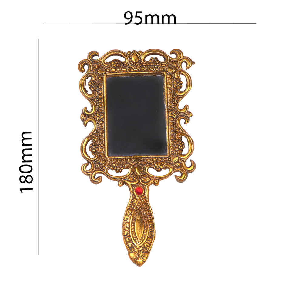 Devnidhii Hand Mirror Square in Gold Polish
