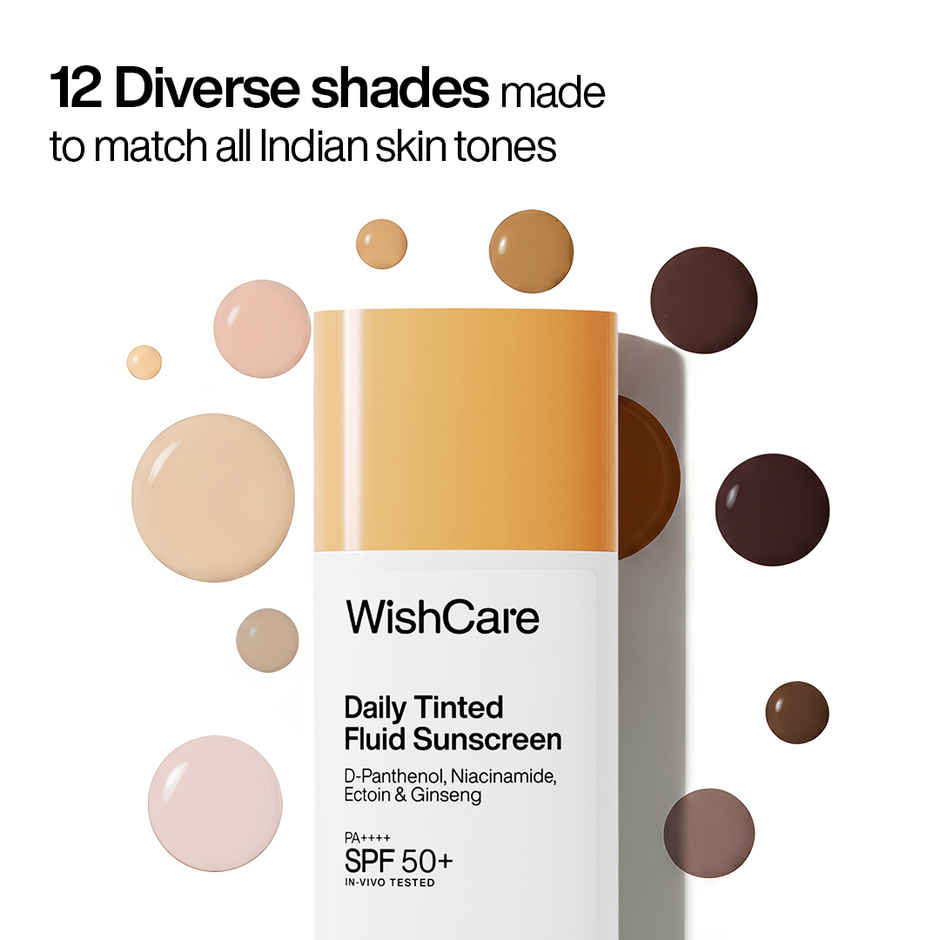 WishCare Daily Tinted Fluid Sunscreen SPF50PA++++ | M202 | All Skin Type | InVivo Tested