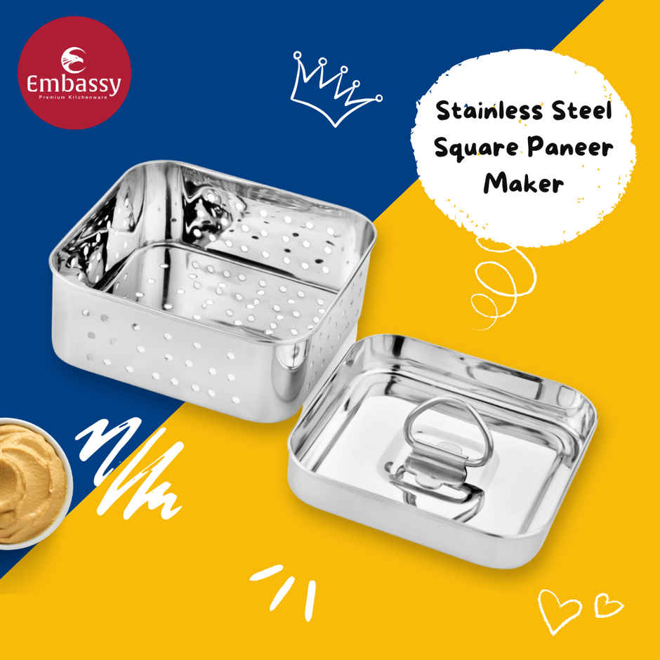 Embassy Square Paneer Mould, 400 ml, Size 2, Premium Stainless Steel Paneer / Tofu Maker