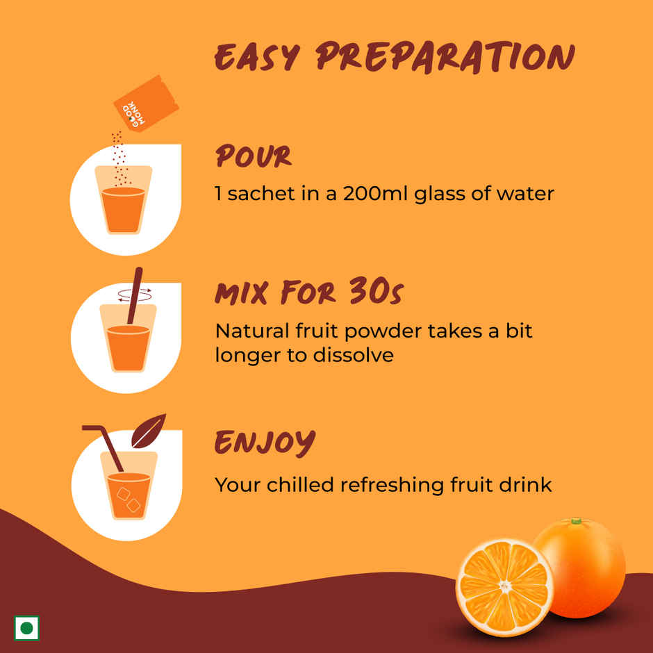 Good Monk Fruit Drink Mix | Natural Orange | 50% Less Sugar | 8 Vitamins & Minerals | 24 Sachets