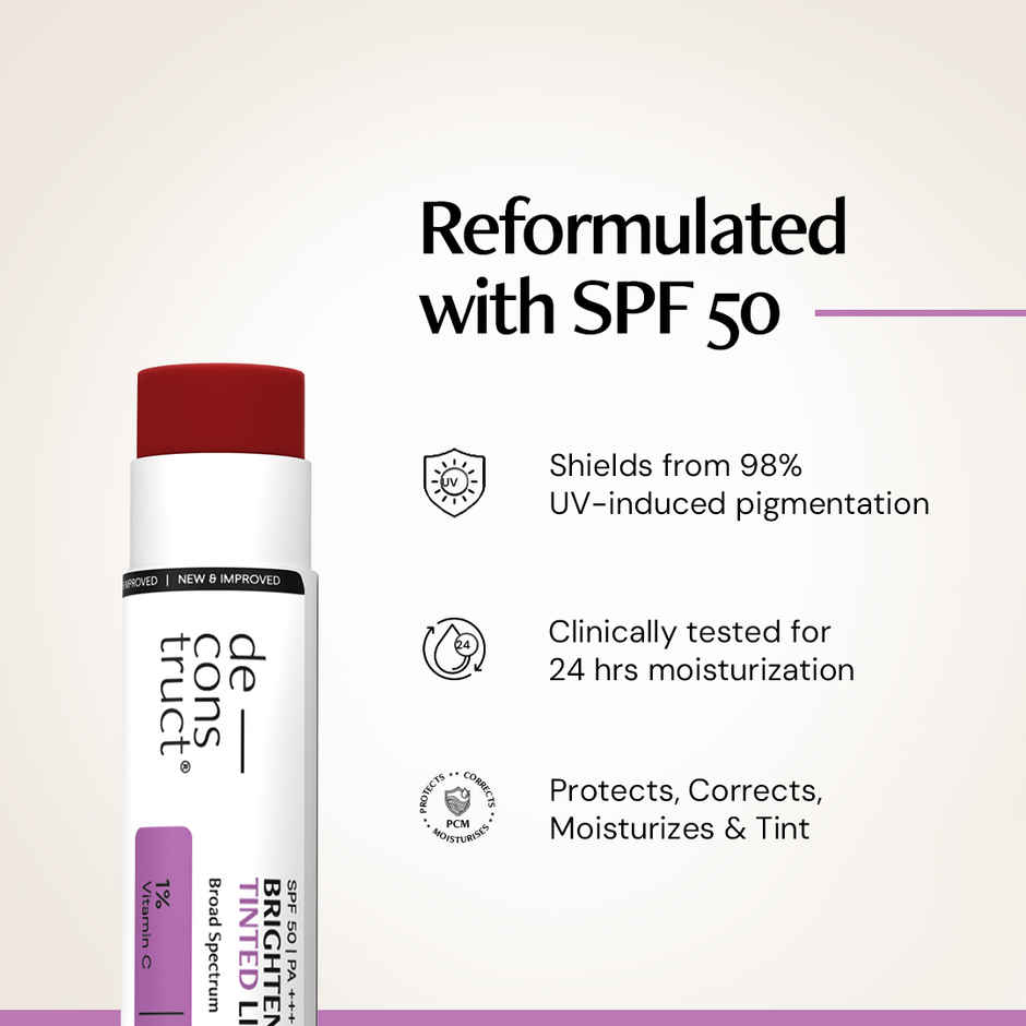 Deconstruct Brightening Tinted Lip Balm SPF 50 | Moisturizes Dry Lips | Pink