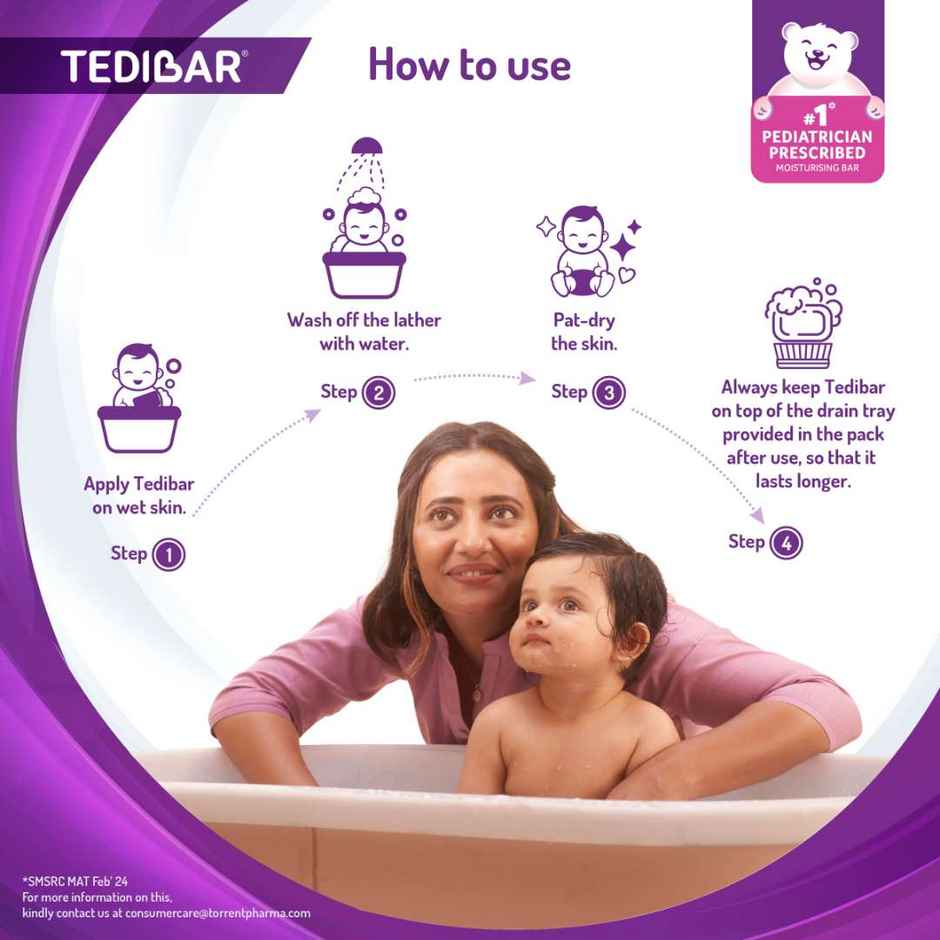 Tedibar Baby Bathing Bar, pH 5.5