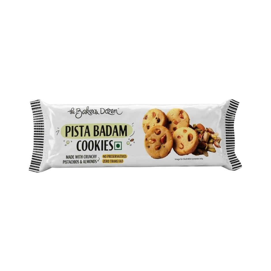 The Baker's Dozen Pista Badam Cookies | Premium Biscuit Handmade Cookies | Pista Biscuit