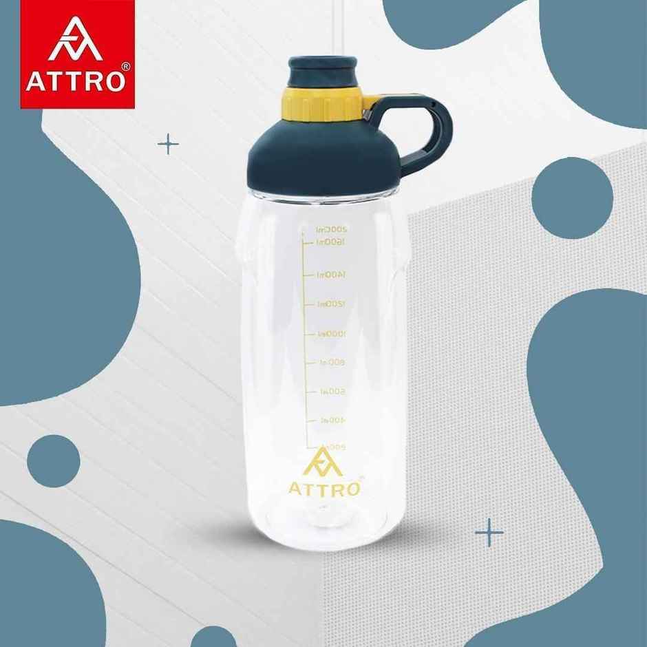 Attro Hydra Gym 2000 ml Plastic Water Bottle Grip Handle | BPA-Free | Leak-Proof | Dark Blue