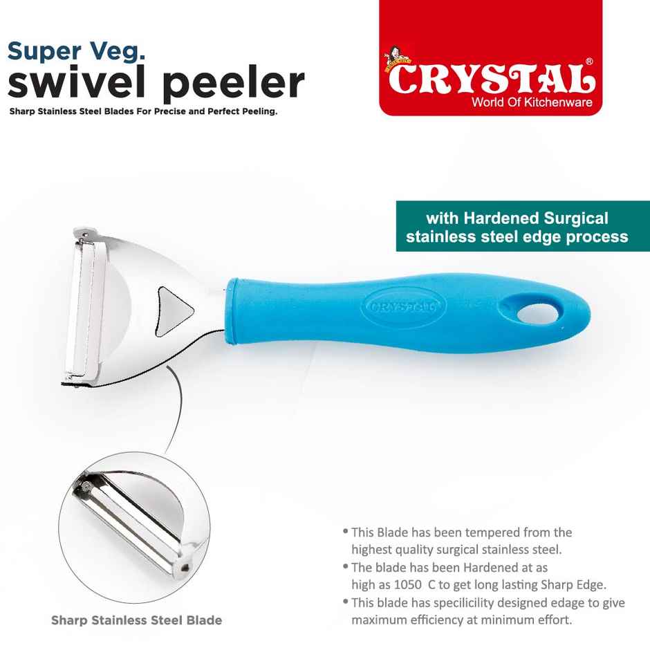 Crystal Super Veg Swivel Stainless Steel Peeler (Colour May Vary)