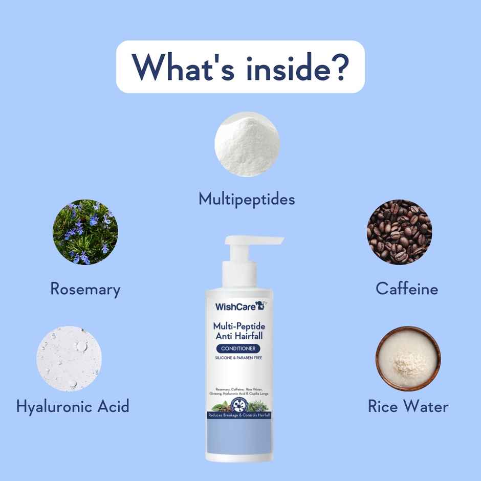 Wishcare Multi Peptide Rice Water Anti Hairfall Conditioner - Rosemary, Capilia Longa,Ha & Caffeine