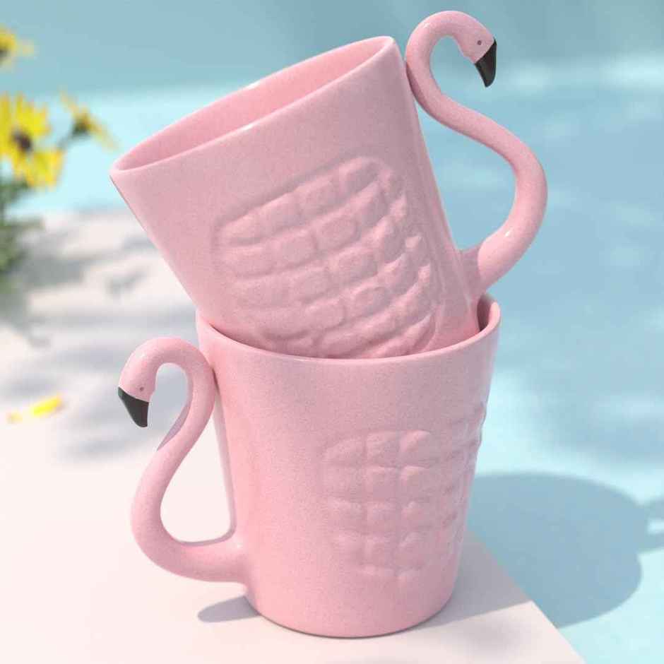 The Earth Store Pink Flamingo Ceramic Coffee Mug | 320 ml Dishwasher & Microwave Safe Mug