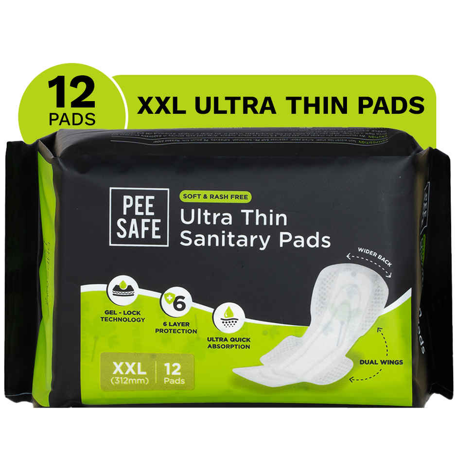 Pee Safe Ultra Thin Rash Free Sanitary Pads 12 XXL